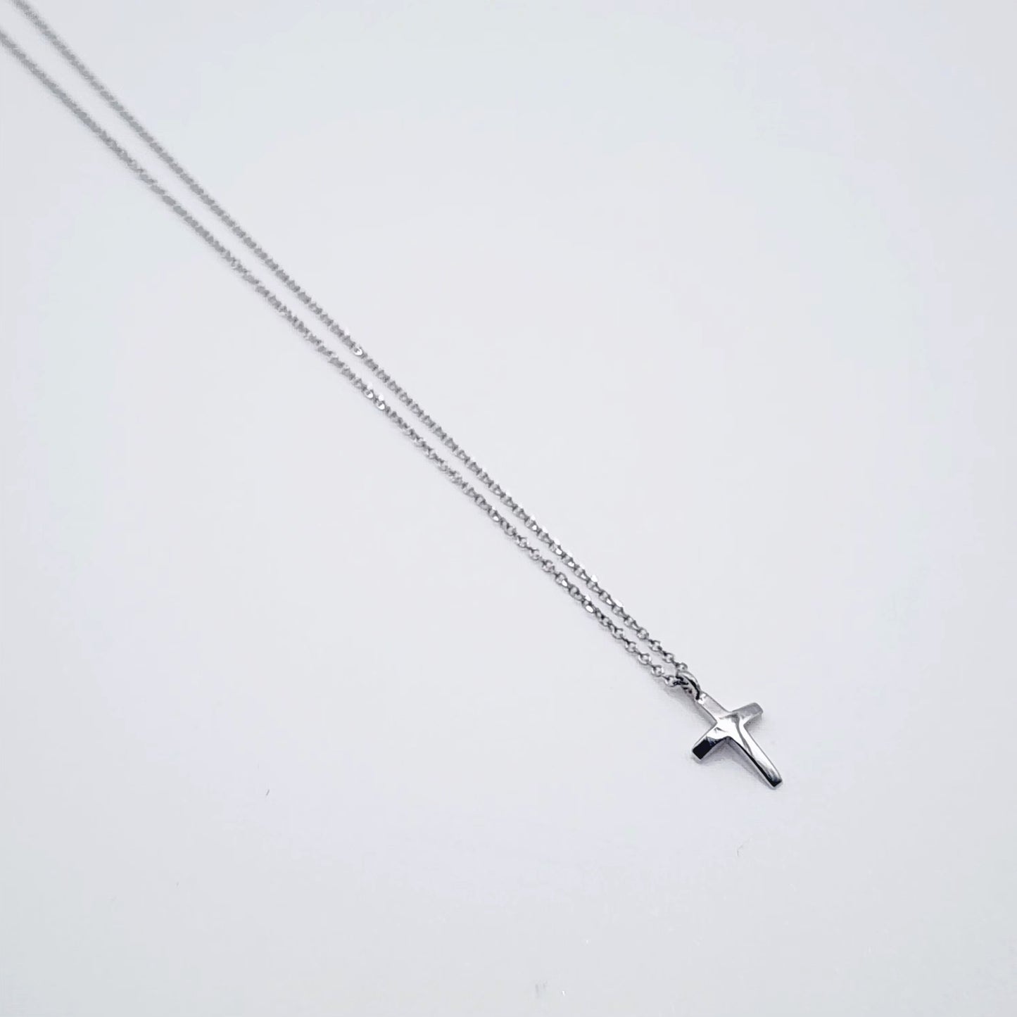 9ct White Gold Necklace - Small Cross