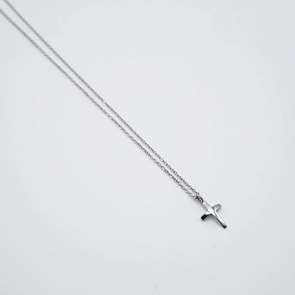 9ct White Gold Necklace - Small Cross