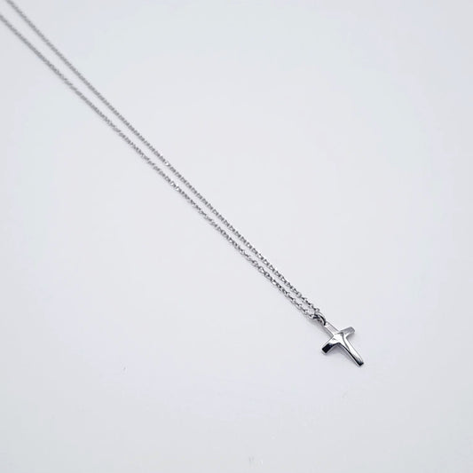 Necklace - Small Cross White Gold