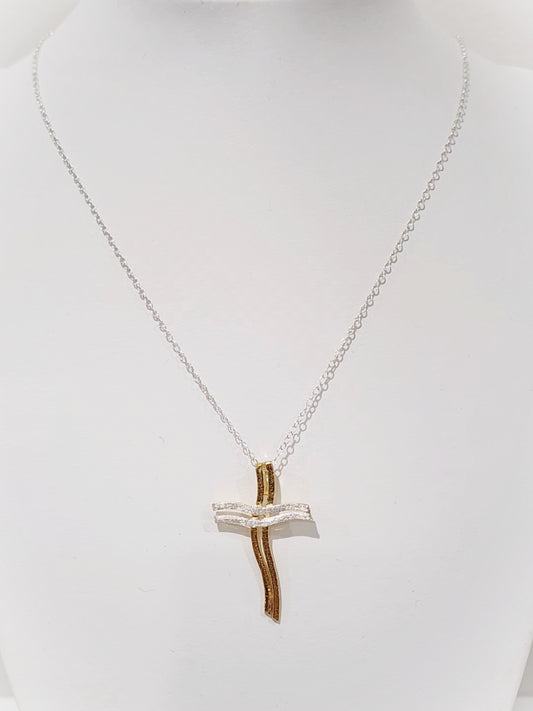 Two Toned Cross Necklace