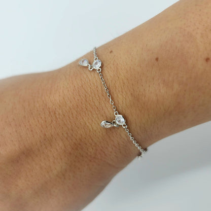 Teardrop Charm Bracelet - Silver