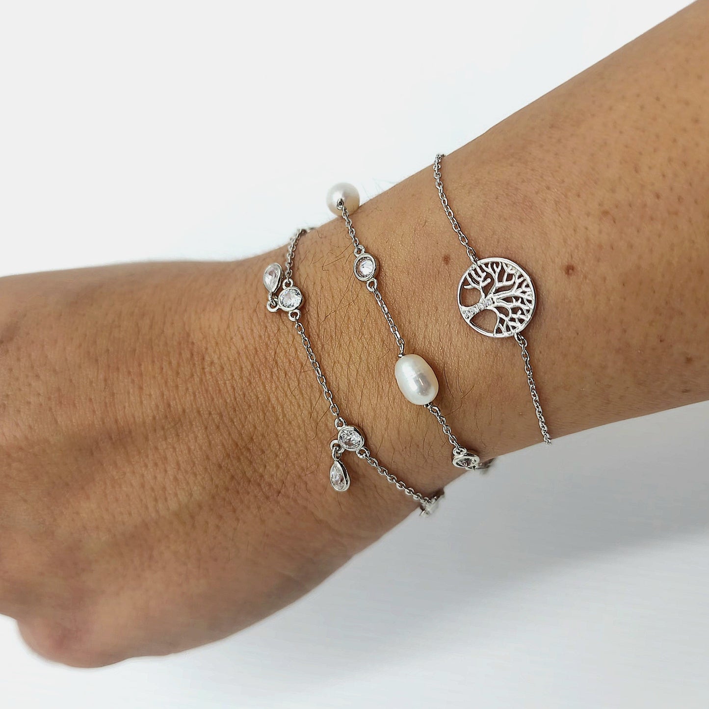 Teardrop Charm Bracelet - Silver