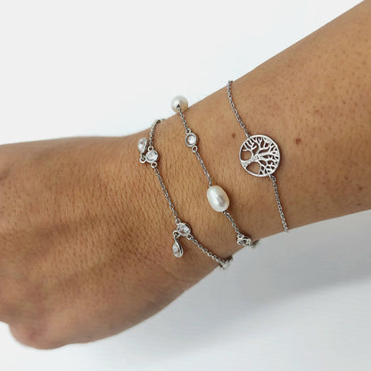 Teardrop Charm Bracelet - Silver