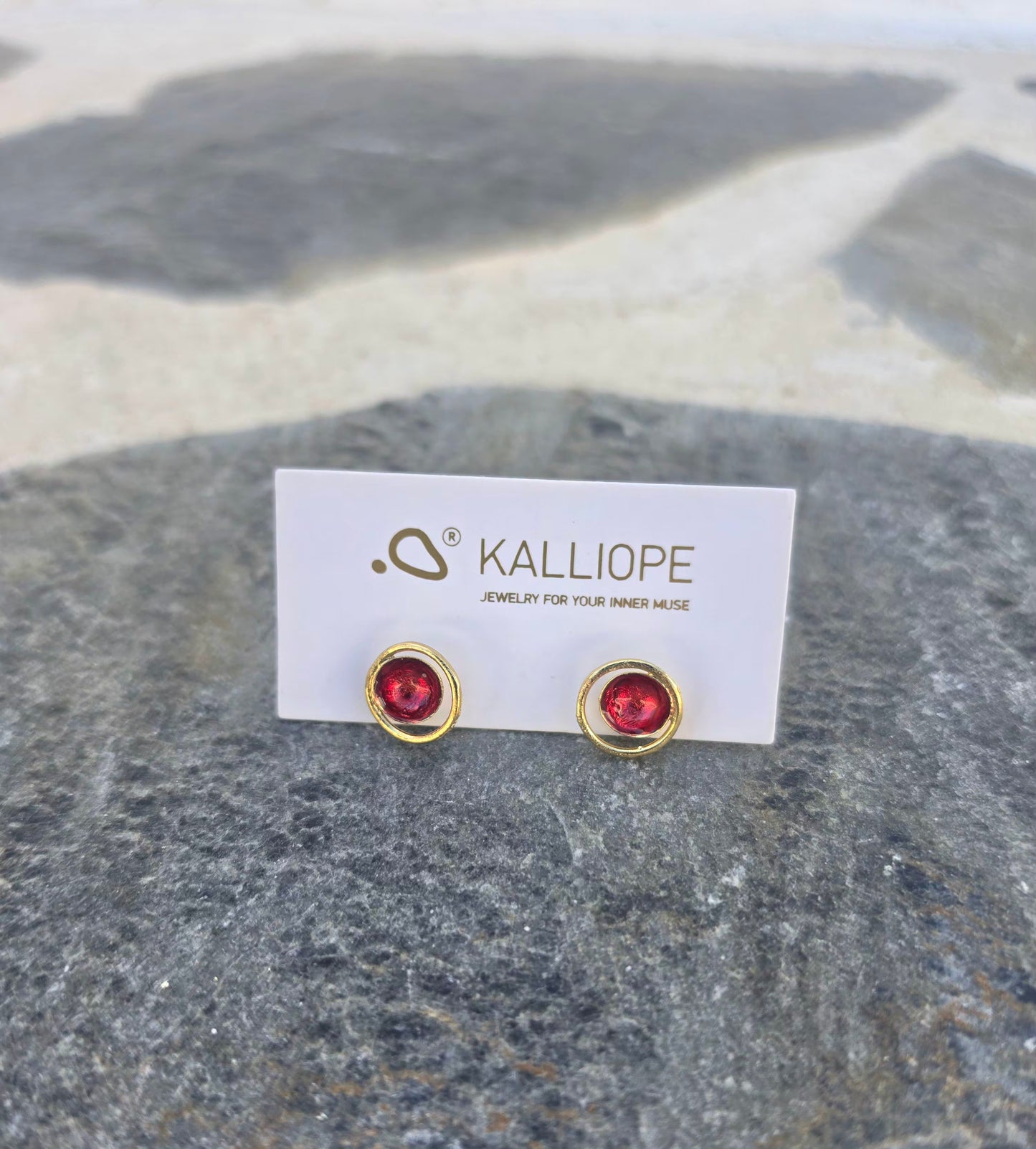 Lia Earrings - Red Enamel