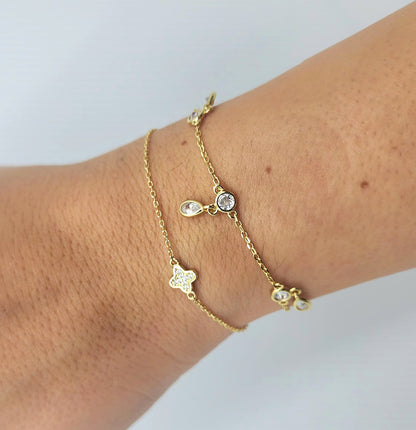 Teardrop Charm Bracelet - Gold