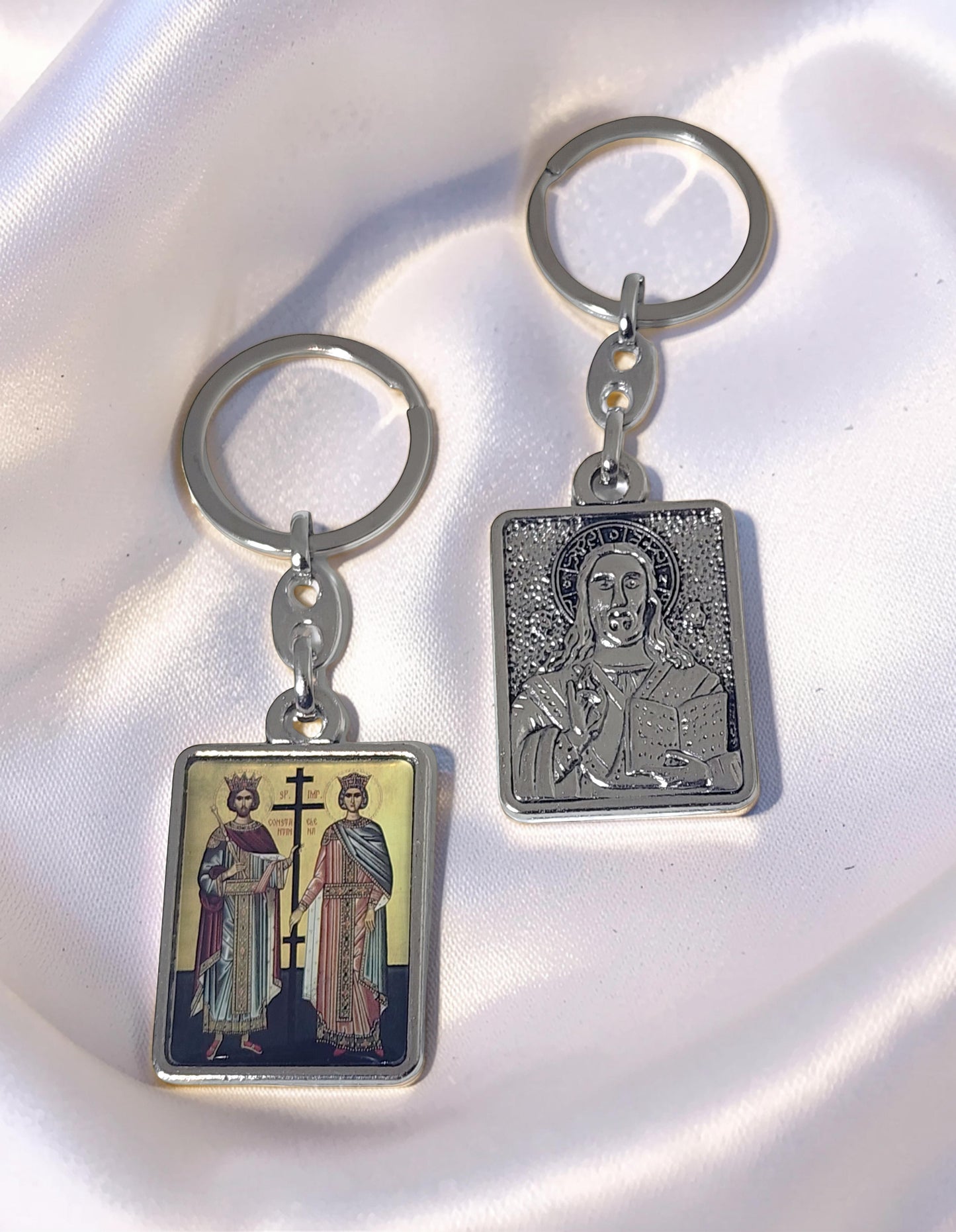 Saint Konstantinos & Saint Eleni Icon Keyring