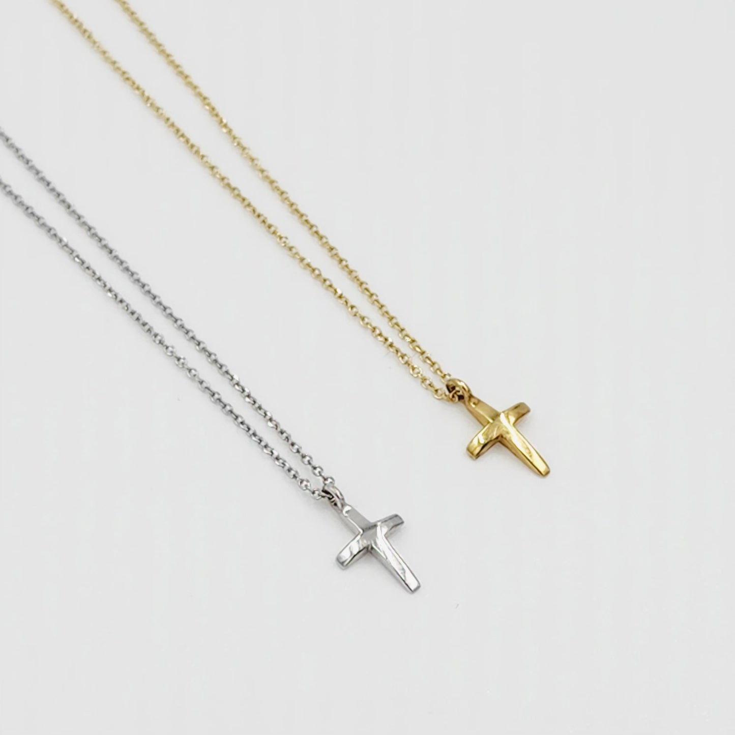 9ct White Gold Necklace - Small Cross