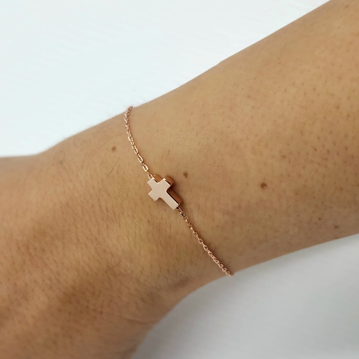 Rose Gold Cross Bracelet