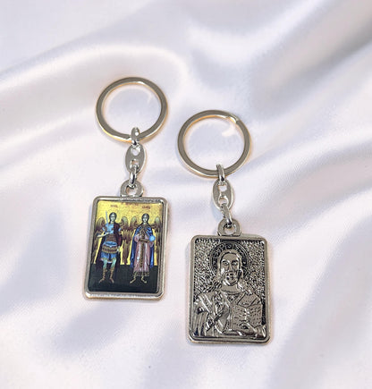 Holy Archangels Michael & Gabriel Icon Keyring