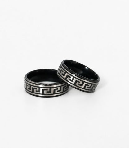 Men's Meander Ring - Black