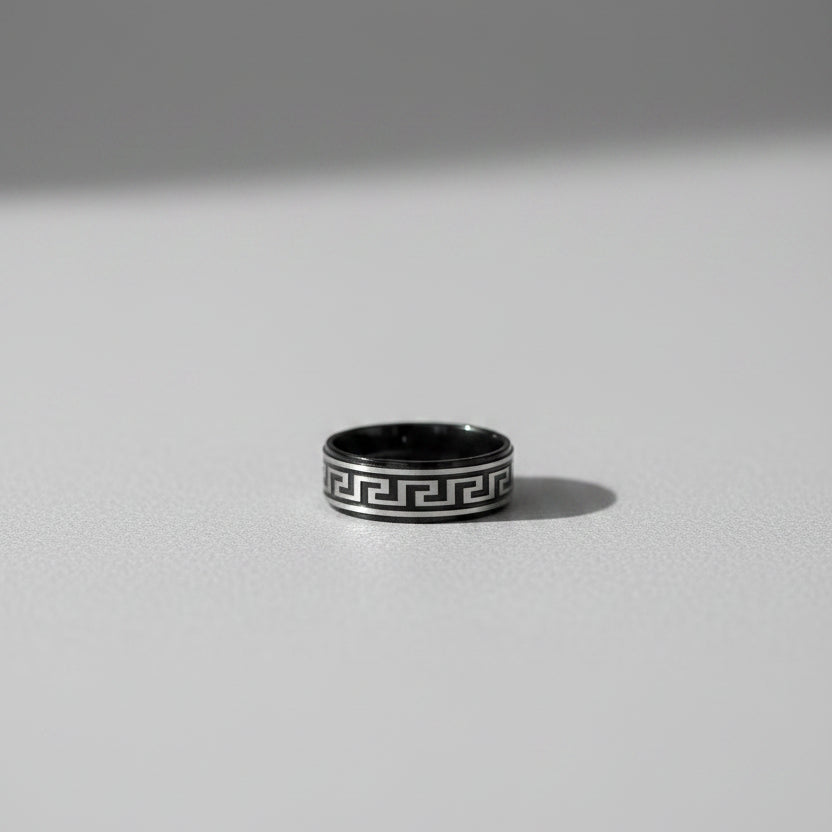 Men's Meander Ring - Black