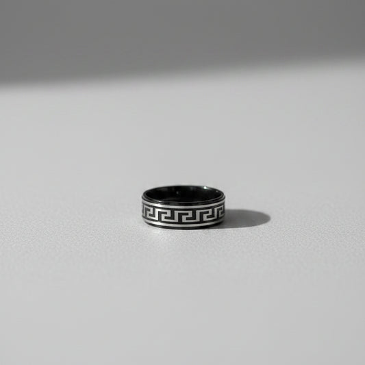 Men's Meander Ring - Black