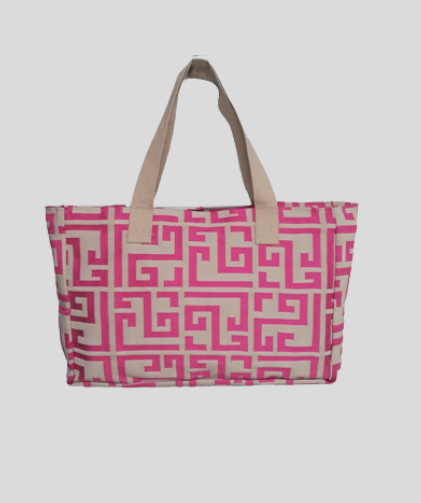 Chris Greek Key Bag - Fuchsia