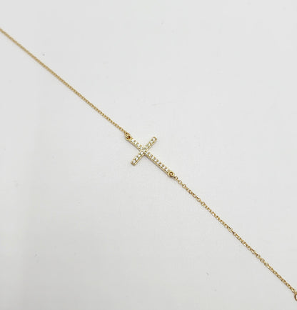 9ct Yellow Gold Cross Bracelet