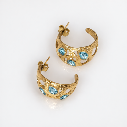 Iris Earrings - Aqua Crystal