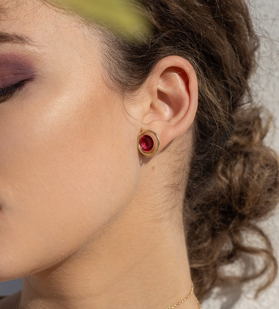 Lia Earrings - Red Enamel