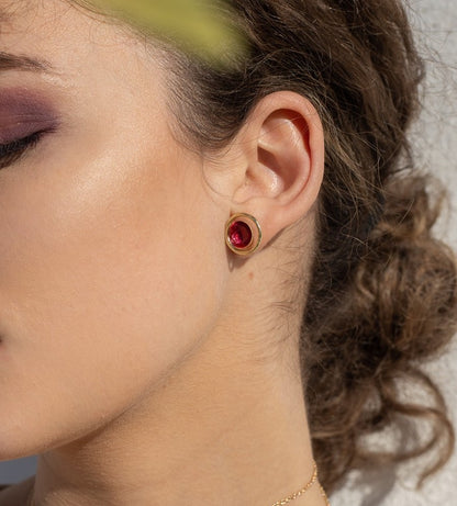 Lia Earrings - Red Enamel