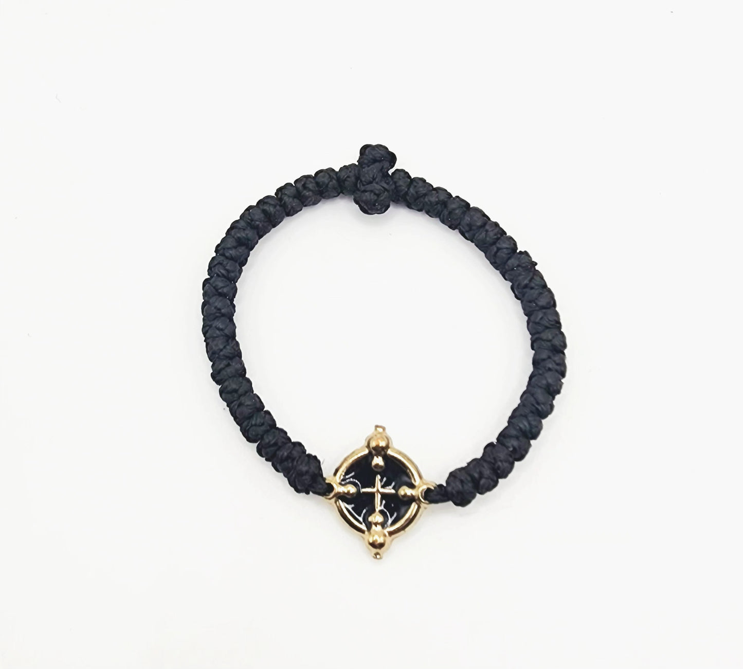 Komboskini - Black and Gold Cross Bracelet