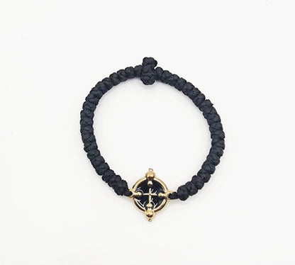 Komboskini - Black and Gold Cross Bracelet