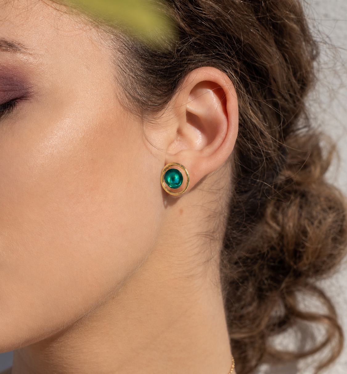 Lia Earrings - Green Enamel