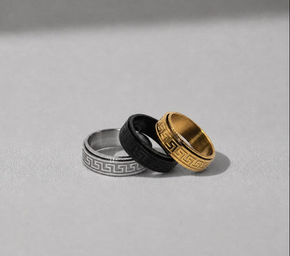 Men’s Black Meander Swivel Ring