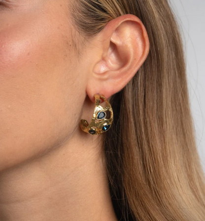 Iris Earrings - Navy Crystal
