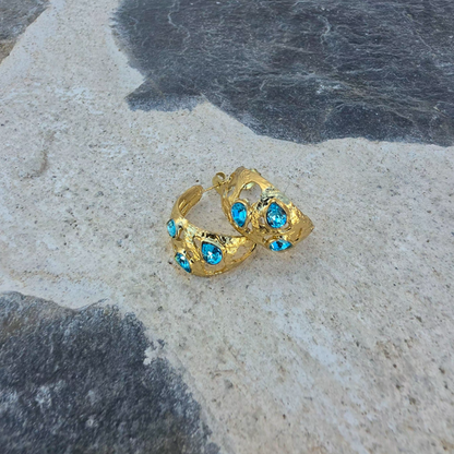 Iris Earrings - Aqua Crystal