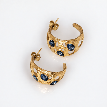 Iris Earrings - Navy Crystal