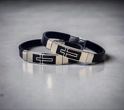 Mens Cross Leather Bracelet