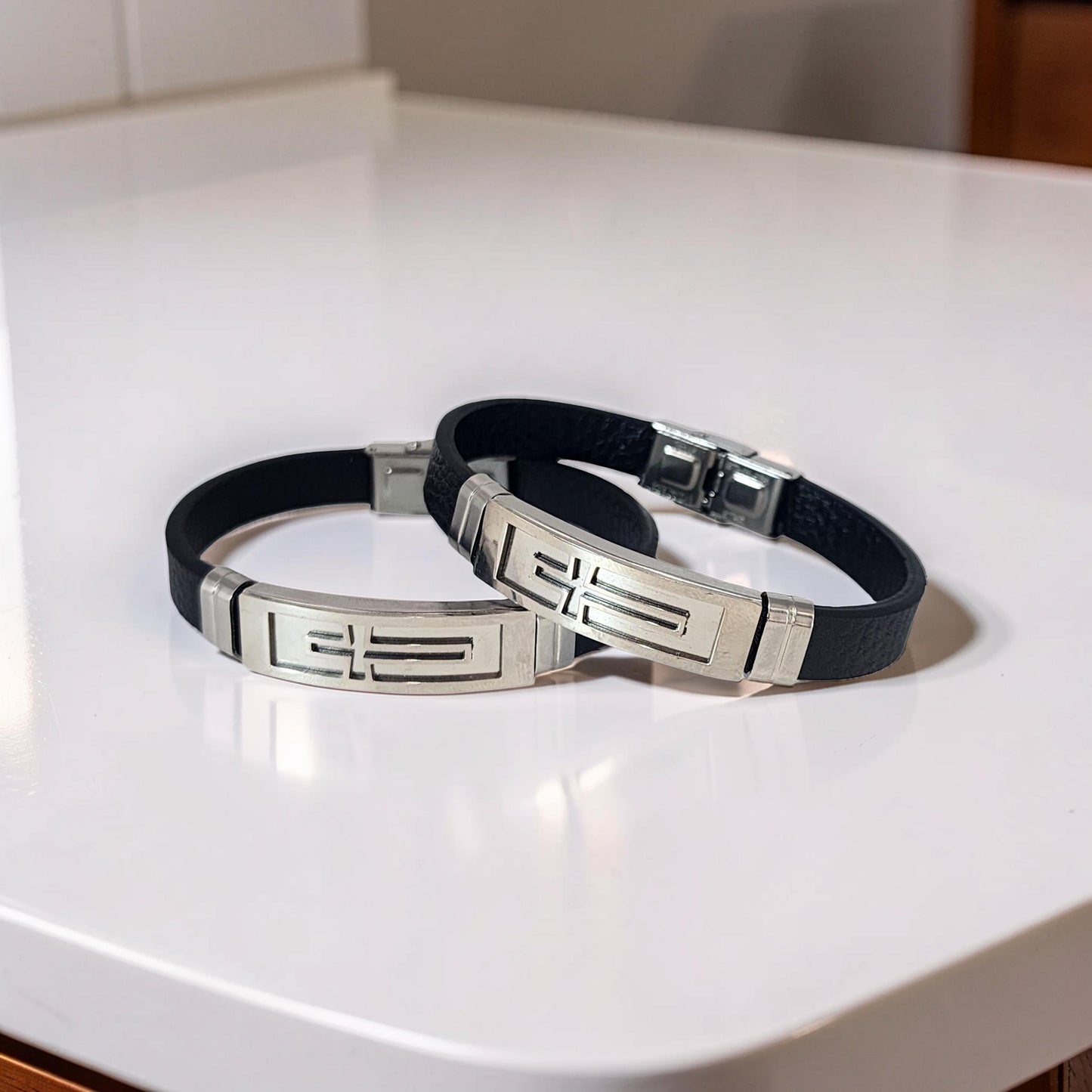 Mens Cross Leather Bracelet