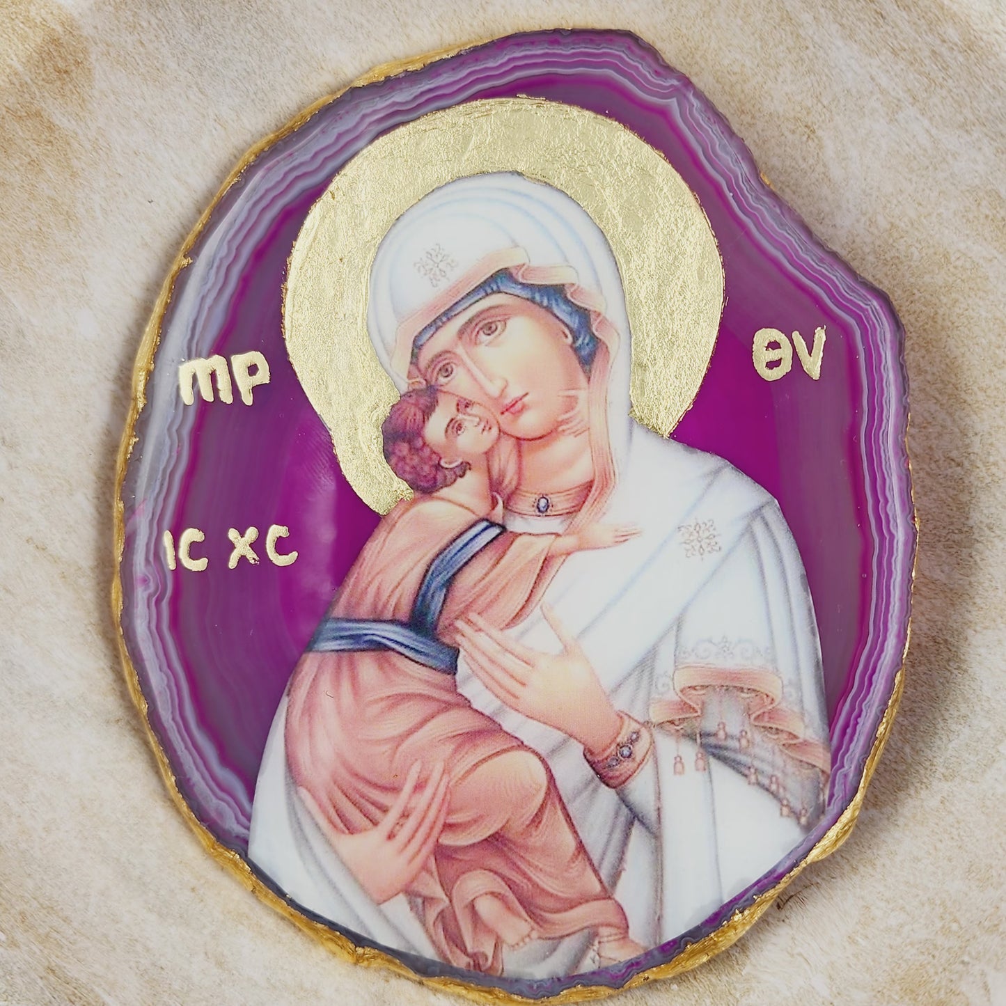 Agate Icon - Panagia Theotokos (Large)