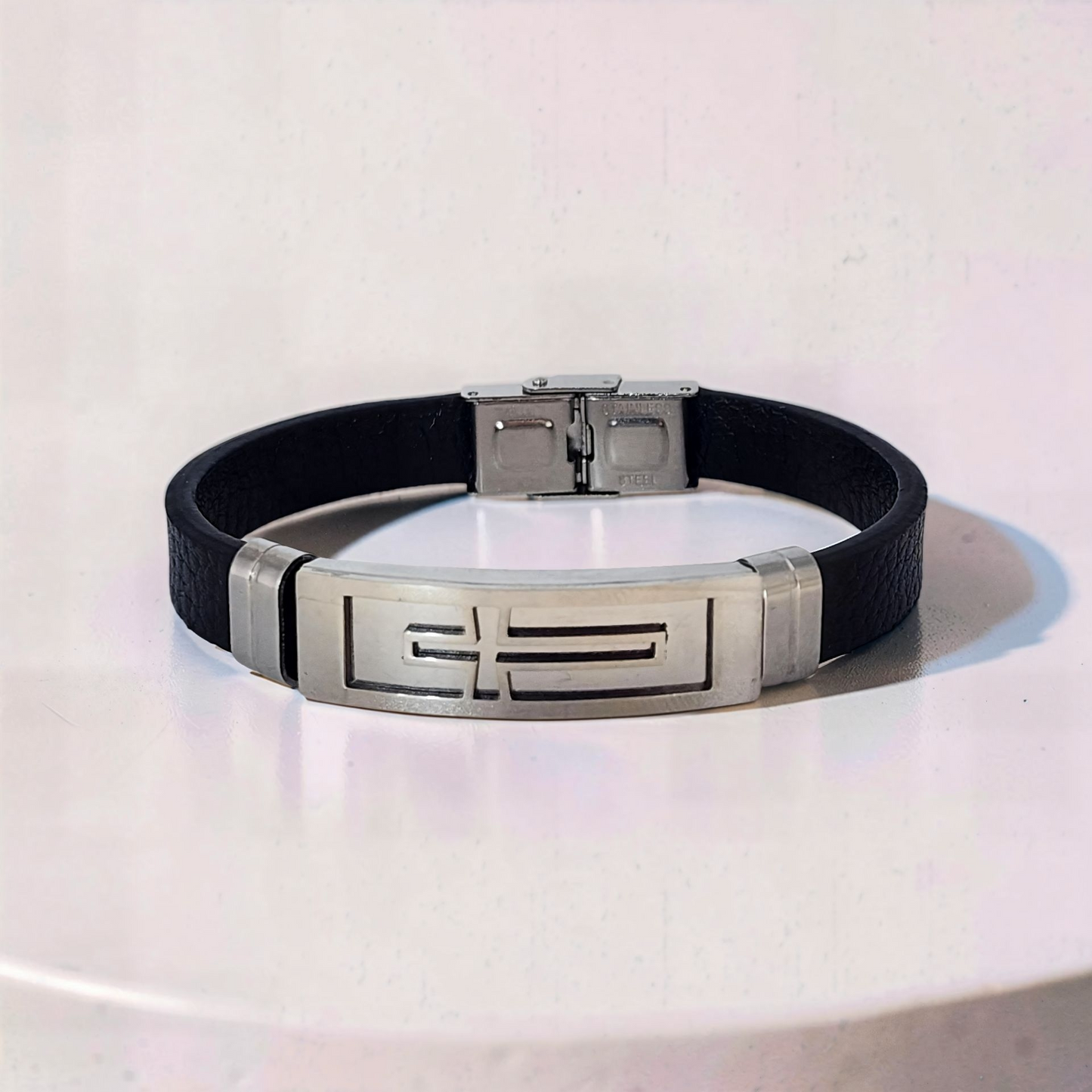 Mens Cross Leather Bracelet